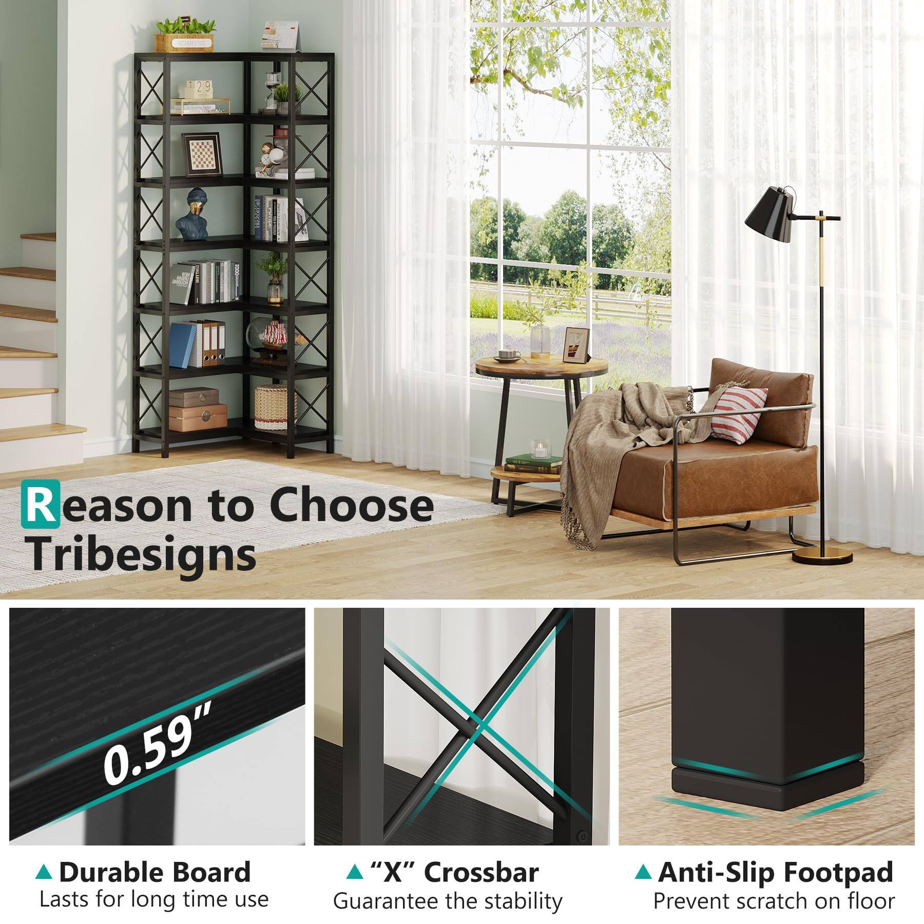 Reason to Choose Tribesigns

0.59" Durable Board Lasts for long time use
"X" Crossbar Guarantee the stability
Anti-Slip Footpad Prevent scratch on floor
