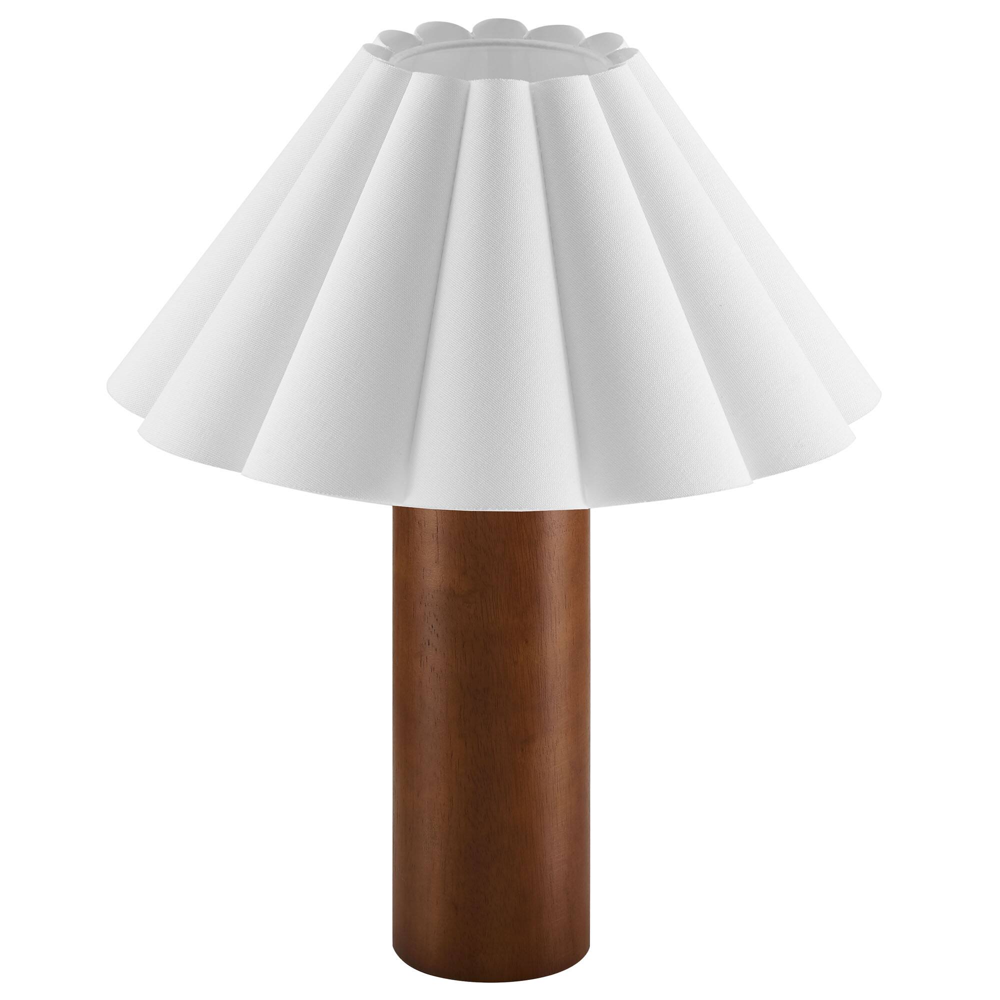 Angle. Modway - Flora Wood Table Lamp With Pleated Petal Shade by Modway - Walnut.