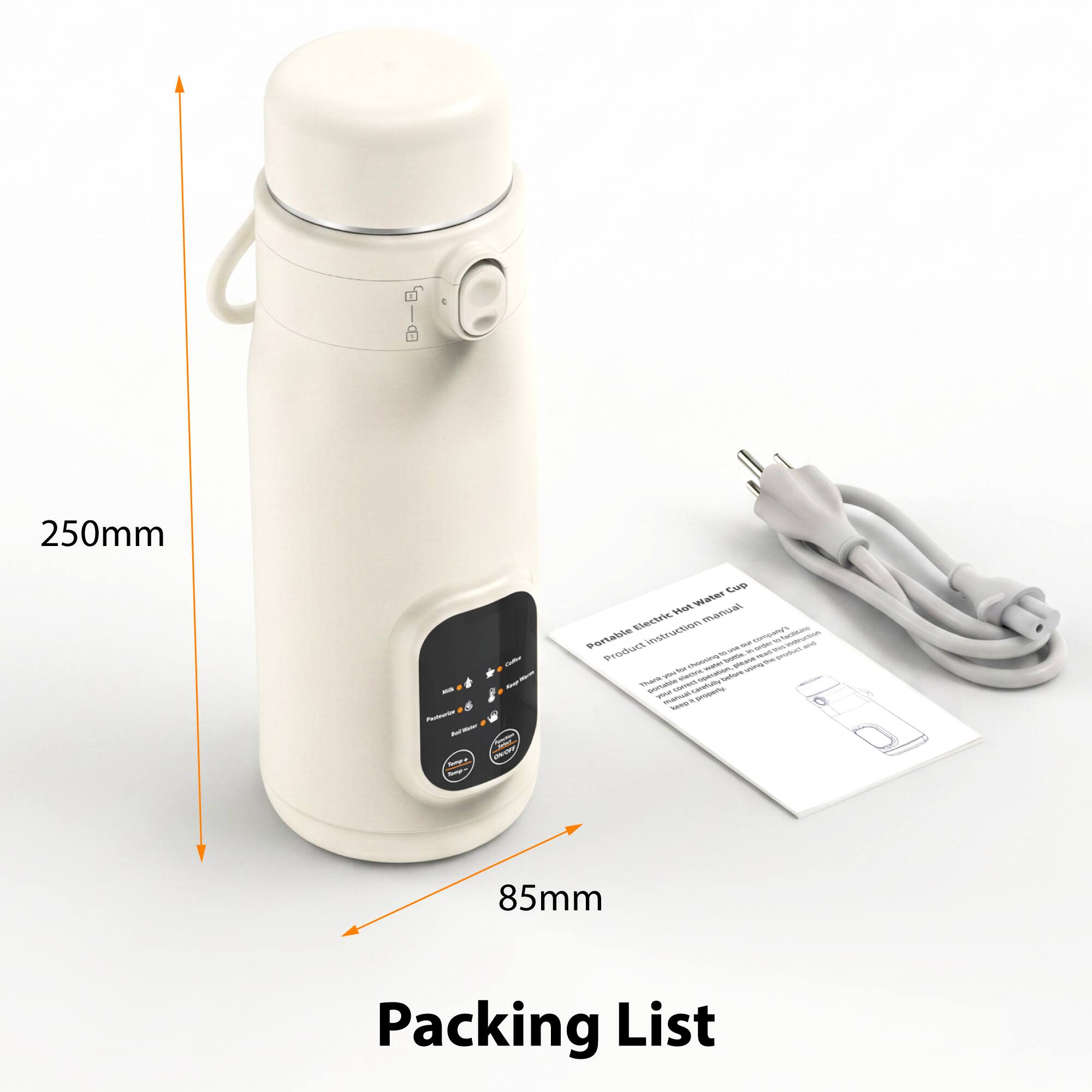 250mm  
- - - a - - - I - I  
Lup HolVaer VoR manual Elecins vtutin A noortatie C - - - - I -  
Product -- - - - - amtue - -T - - - - - - C -  - - aS n I marza - -  
85mm  
Packing List