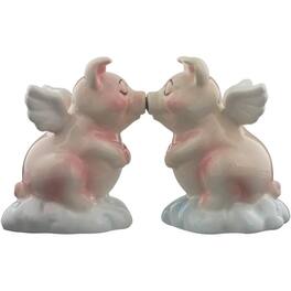 Pacific Trading - When Pigs Fly Hog Heaven Magnetic Ceramic Salt and Pepper Shaker Set - Pink