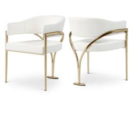 Meridian Furniture - Madelyn Cream Vegan Leather Dining Chair, Set of 2 - Beige
