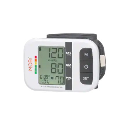 MOBI
BLOOD PRESSURE MONITOR
SYS mmHg 120
DIA mmHg 80
PUL /min 70
M
SET