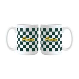 Logo Brands - Green Bay Packers 2-Pack 15oz. Checkered Wordmark Mug Set - Multicolor