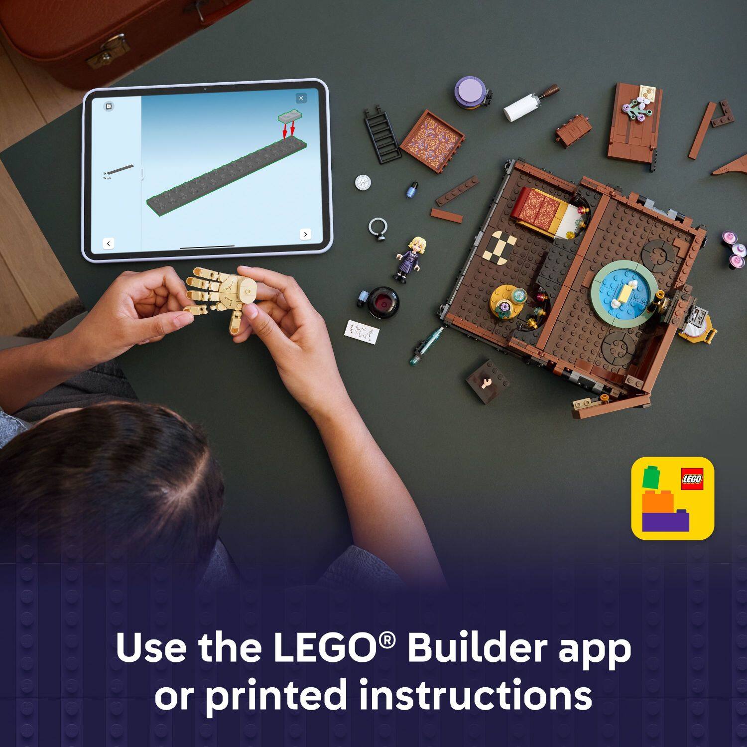 Use the LEGO® Builder app or printed instructions