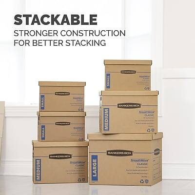 STACKABLE  
STRONGER CONSTRUCTION FOR BETTER STACKING  

SMALL  
MEDIUM  
LARGE  

BANKERS BOX  
CLASSIC  
ECONOMY  
CURBSIDE