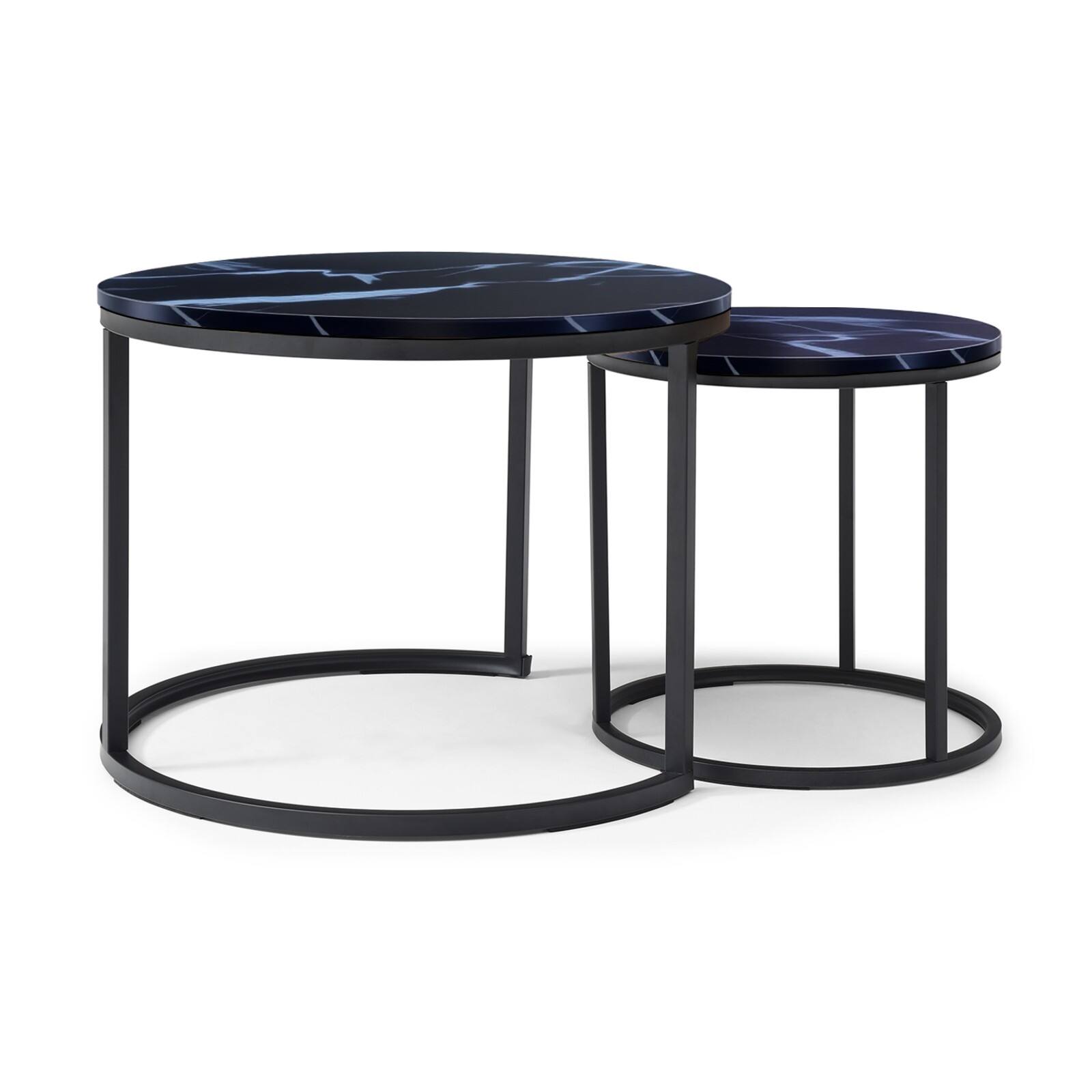Alt View 7. Ecooso - Set of 2 Coffee Table Nesting Side Round  End Table Top Sturdy Metal Frame Desk Centerpiece Living Room Bedroom - Black.