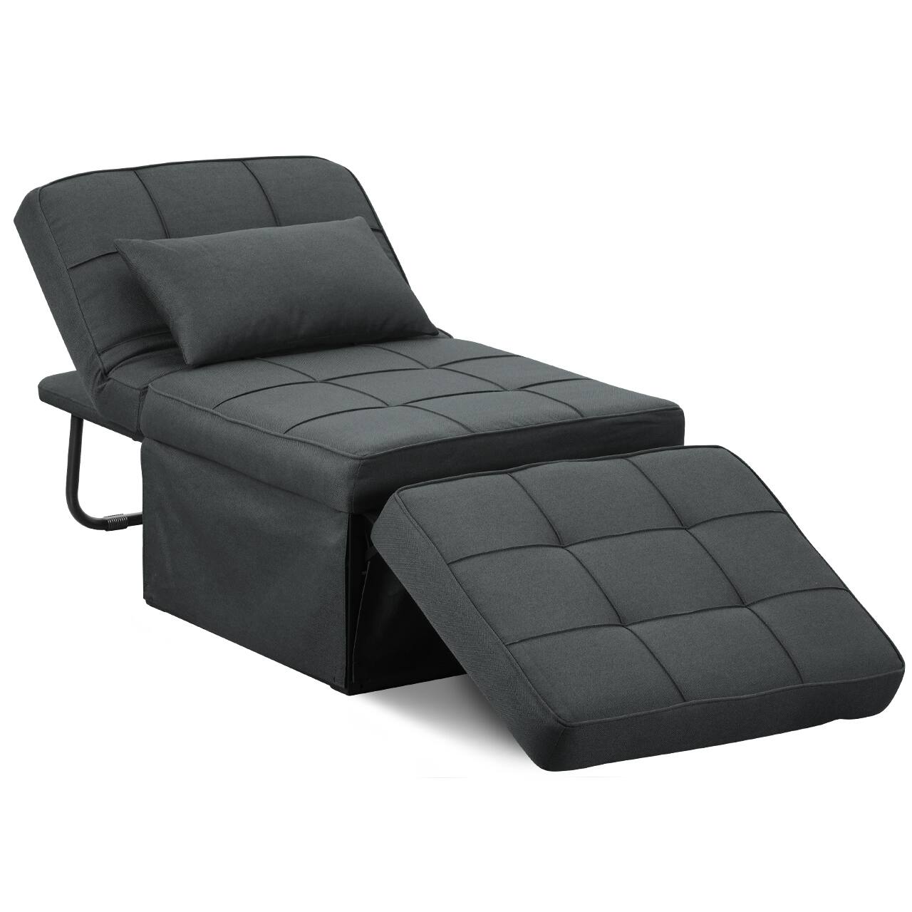 Ainfox - Sofa Bed Breathable Linen Couch Bed with Adjustable Backrest Convertible Chair for Living Room Apartment Office - dark gray