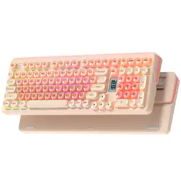 Womier - WK98 Foundation 98% Mechanical Keyboard, Creamy Gaming Keyboard,3 Mode with Multimedia Screen for Win/Mac - Pink