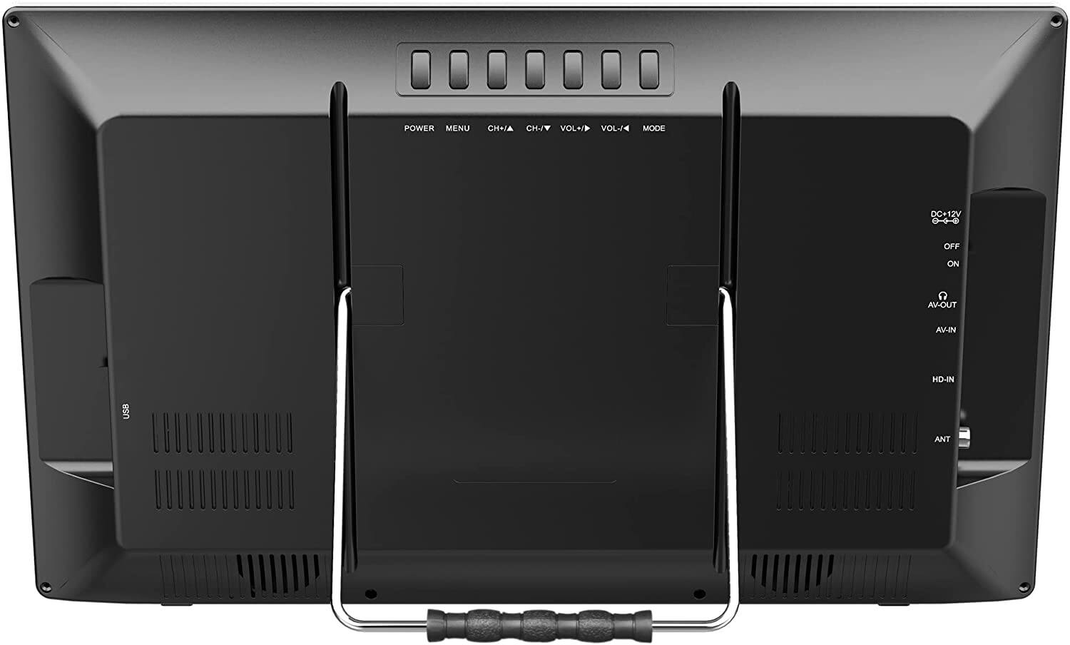 POWER MENU CH+/ CH-/ VOL+ VOL- MODE DC+12V OFF ON AV-OUT AV-IN HD-IN USB ANT