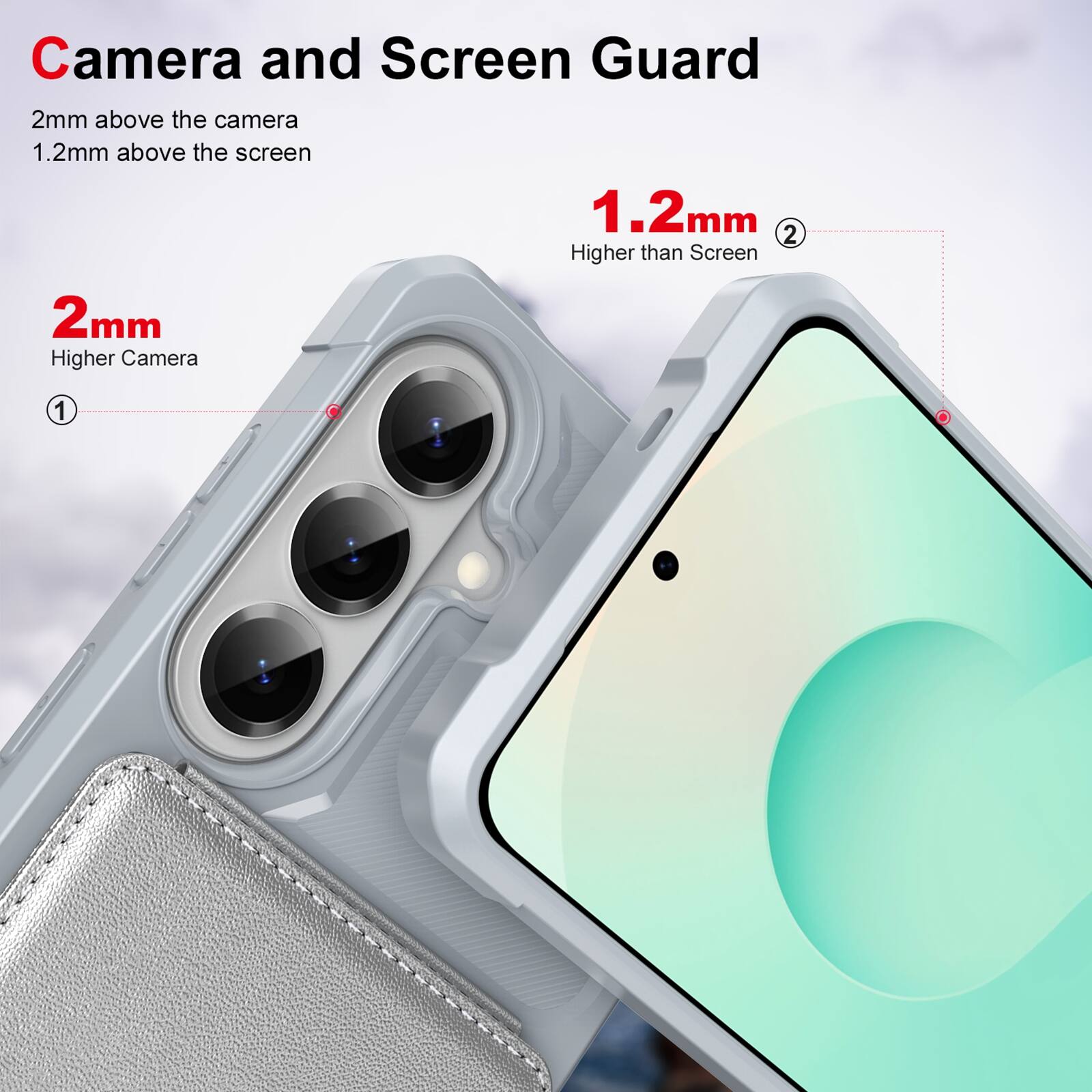 Camera and Screen Guard  
2mm above the camera  
1.2mm above the screen  
1.2mm  
2 Higher than Screen  
2mm Higher Camera