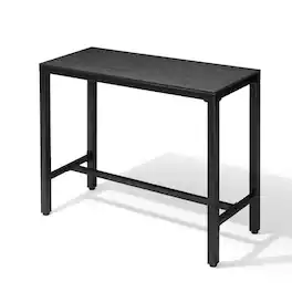 Crestlive Products - 43in Patio Plastic Wood Top Steel Frame Bistro Bar Height Rectangle Outdoor - Black