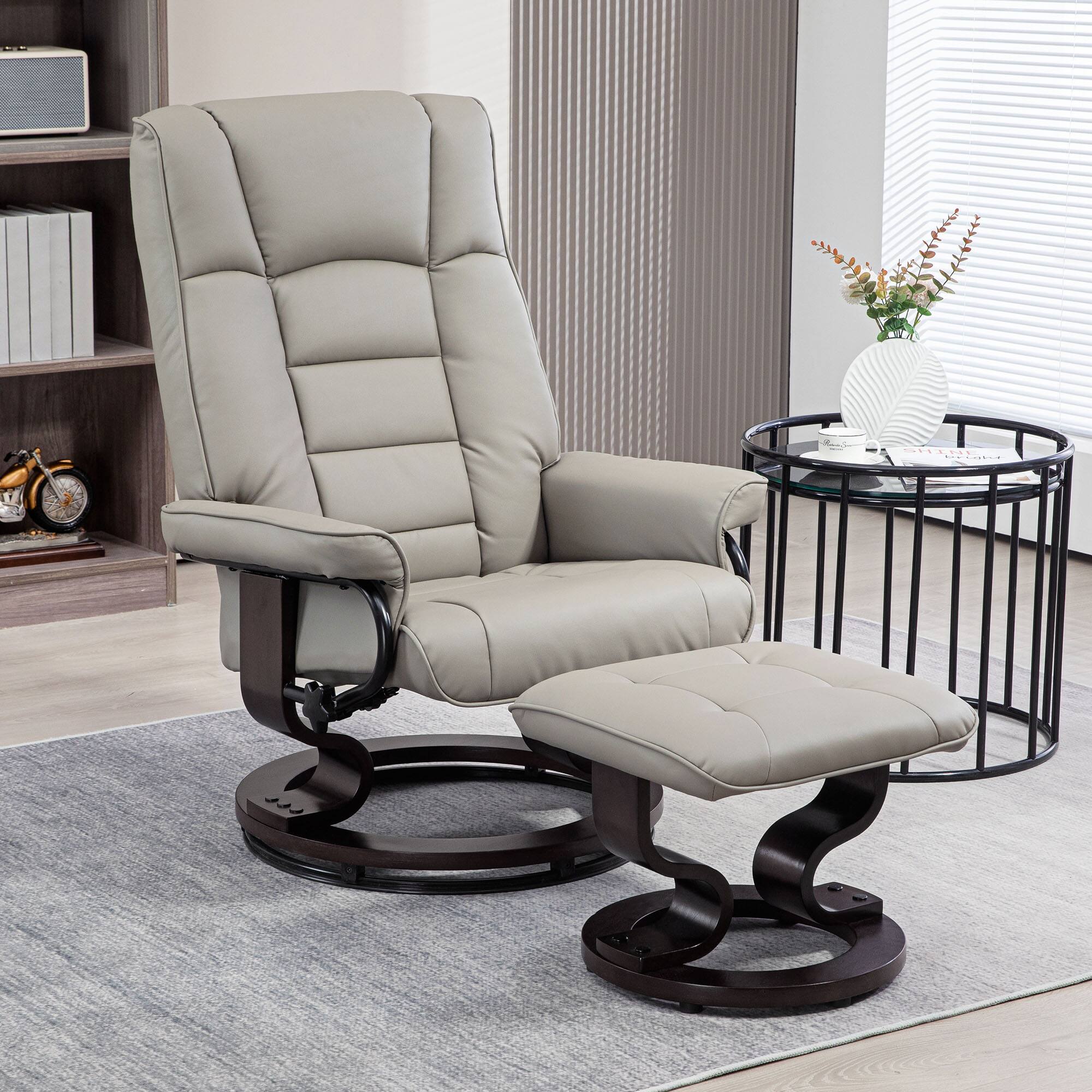 Alt View 1. Homcom - Leather Recliner with Ottoman - Gray.