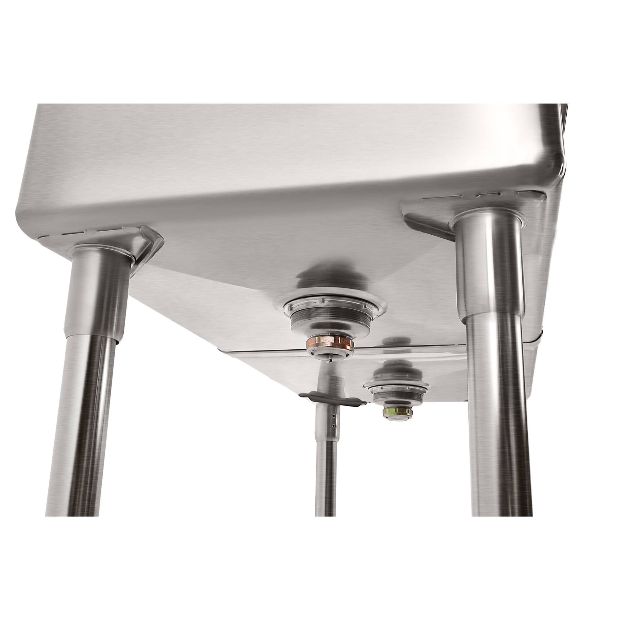 Alt View 5. Koolmore - 57 in. 16-Gauge 2-Compartment  Sink with 18 in. Right drainboard, Bowl Dimensions 18"x18"x14" - Stainless Steel.