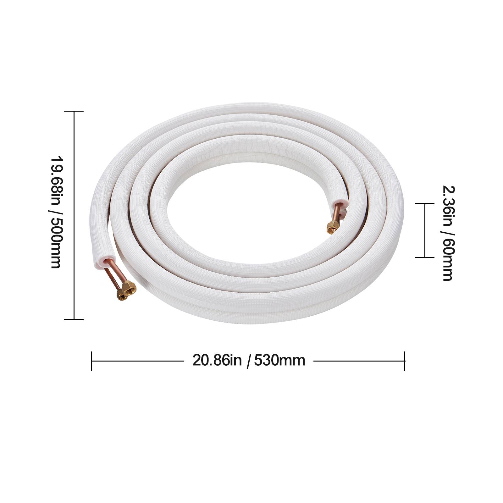 500mm / 19.68in  
60mm / 2.36in  
530mm / 20.86in