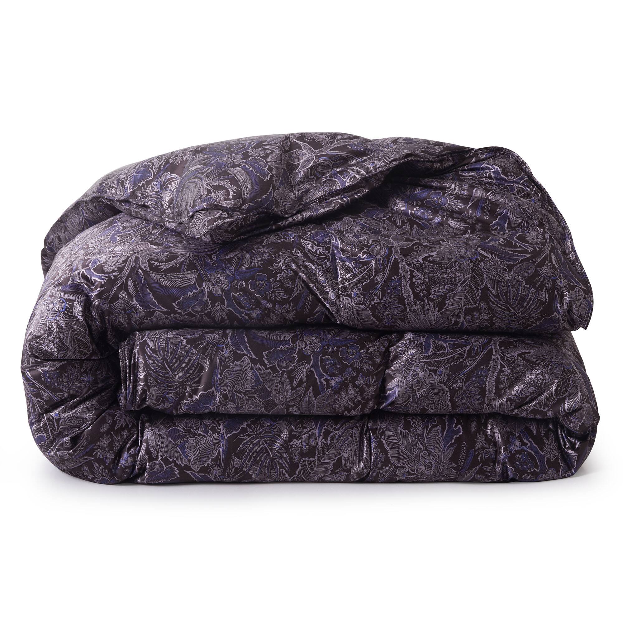 Alt View 2. Puredown - Puredown Luxurious Silk Cover 93% White Goose Down Comforter Duvet Insert, Midnight Garden, King - Midnight Garden.