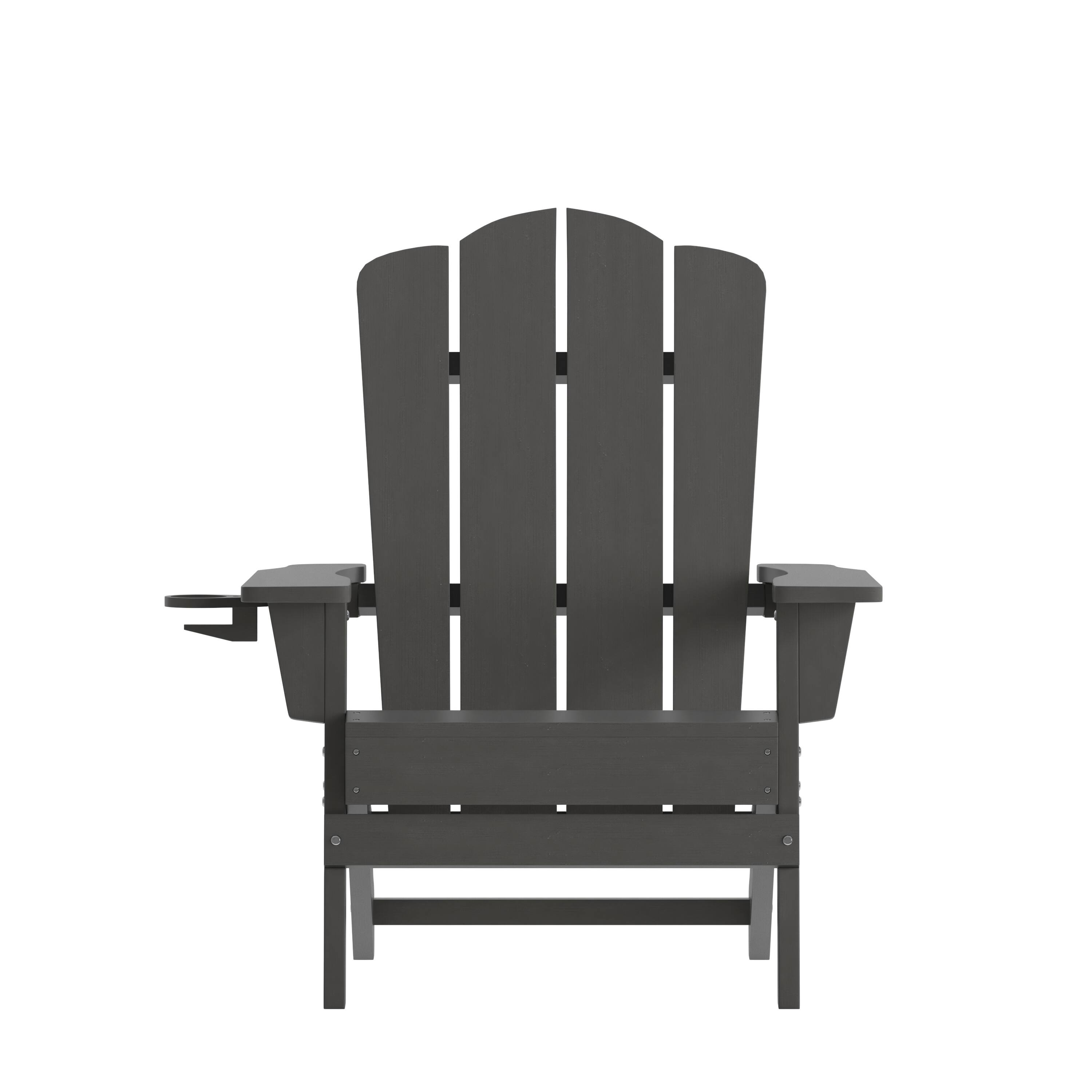 Alt View 9. Emma + Oliver - Tiverton Adirondack Chair with Cup Holder, Weather Resistant HDPE Adirondack Chair - Gray.