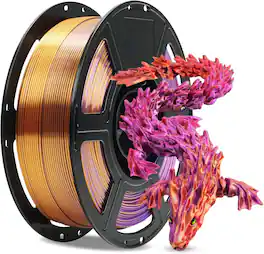 Flashforge - PLA Silk Triple Color 3D Printer Filament-1.75mm-1kg (2.2 lbs) Spool - Triple Color Gold+Red+Purple