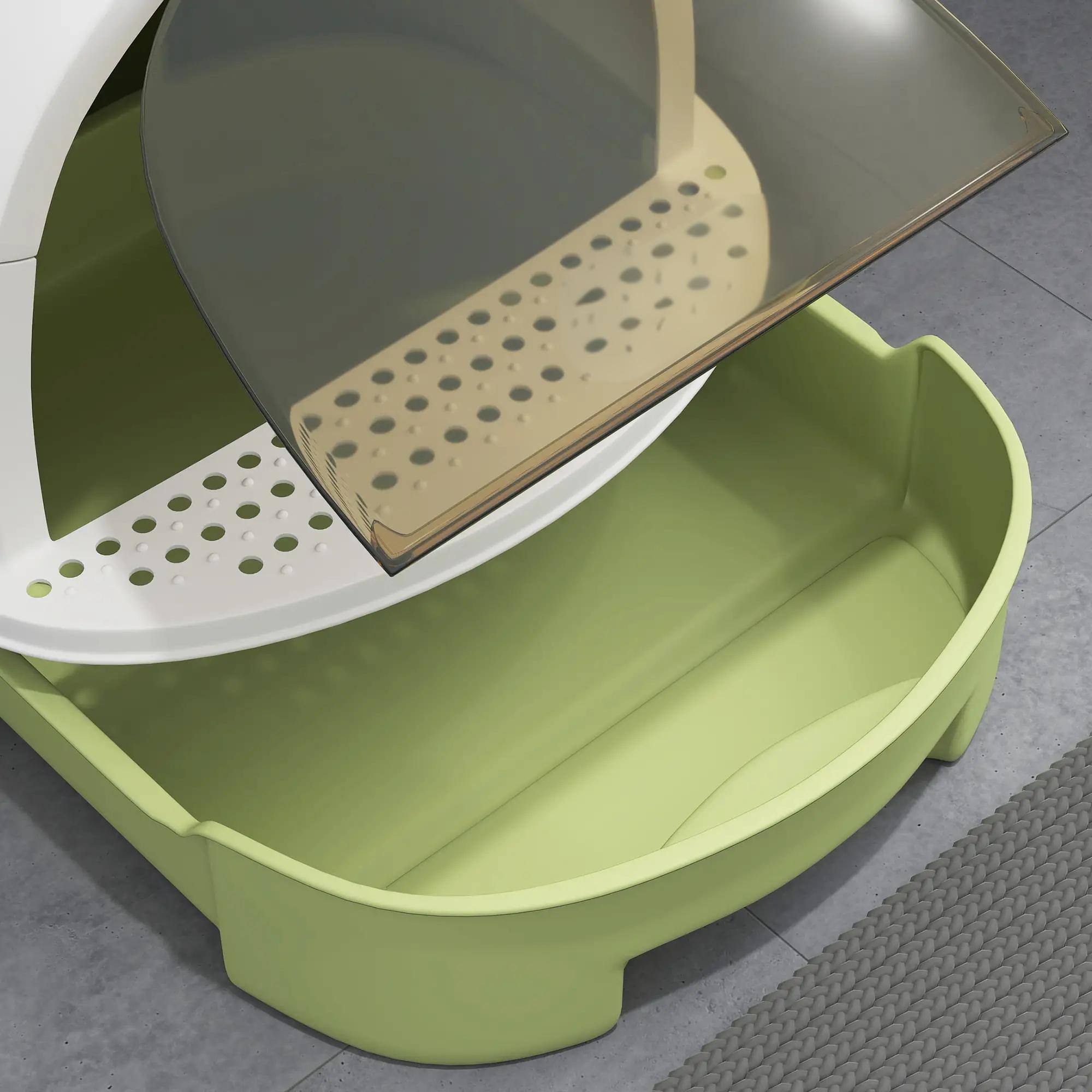 Left. APRILSOUL - Green Cat Litter Box with Lid Scoop Deodorizing Bags - Green.