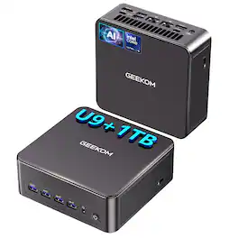 GEEKOM - IT13 MAX AI Mini PC, Intel Ultra 9 185H Idea Coding/Tasks, 24GB LPDDR5 RAM&1TB PCIe 4.0 SSD, Win11 Pro Pre-installed - Starry Gray