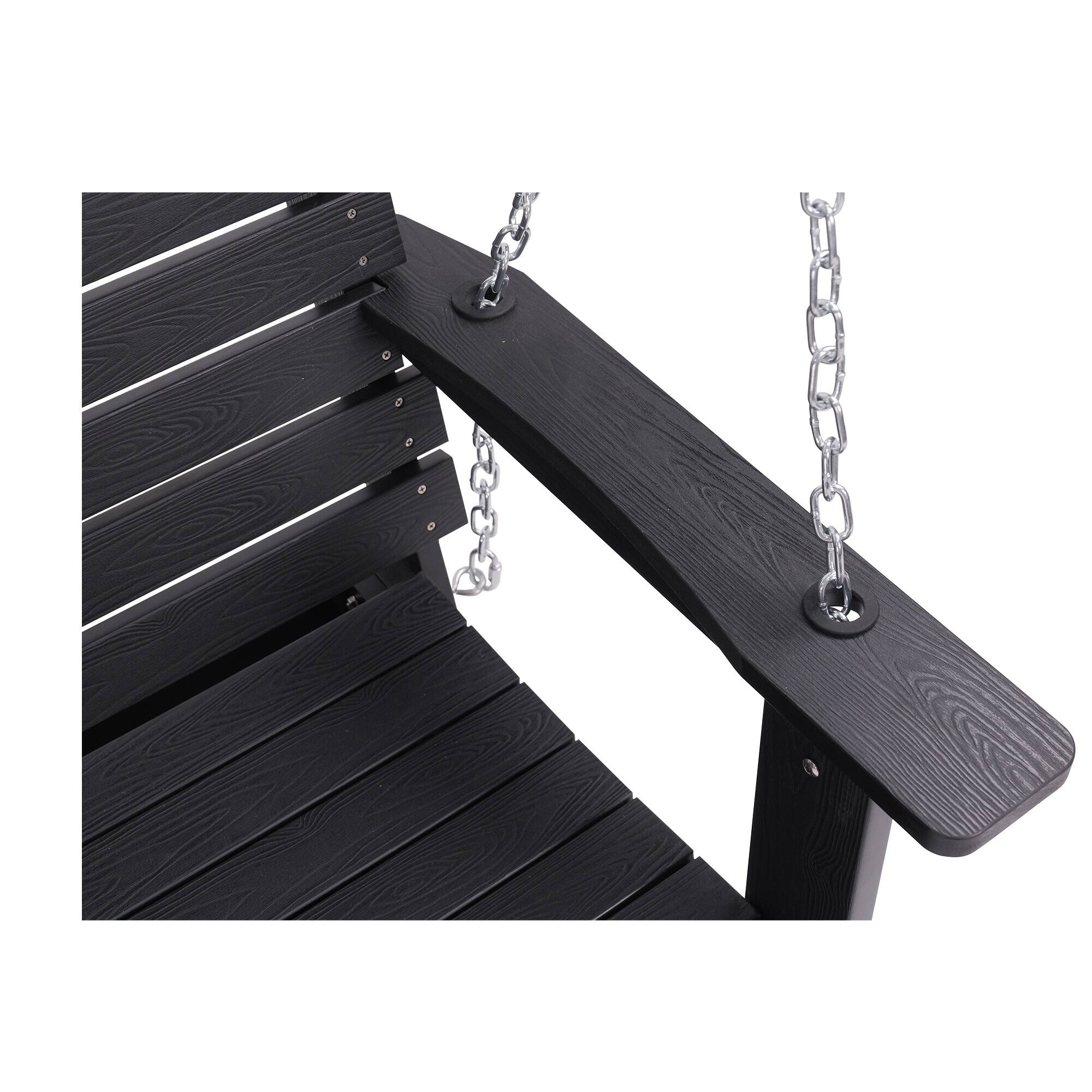 Alt View 6. Fortune Candy - HIPS Poly Lumber 3-Seat Porch Swing, 5ft Bench Swing with Foldable Cup Holders & 18/8 Steel Hardware - Black.