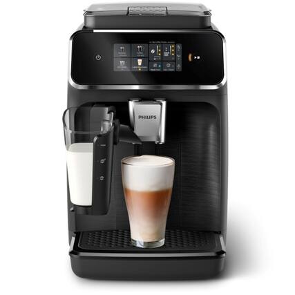 Front. Philips - 2300 Fully Automatic Espresso Machine with LatteGo Milk Frother - Black.