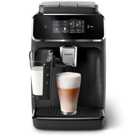 Front. Philips - 2300 Fully Automatic Espresso Machine with LatteGo Milk Frother - Black.
