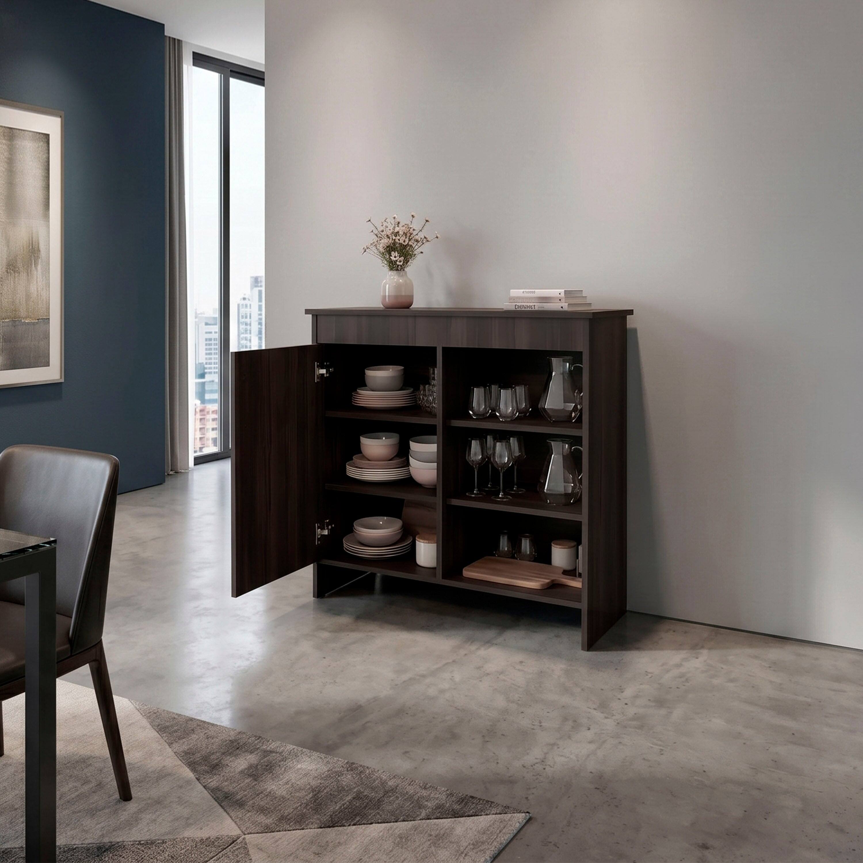 Alt View 1. TuHome - Tuhome Dago Sideboard Storage Cabinet with Doors, Interior Shelves, Accent Buffet Cabinet for Dining - Brown.