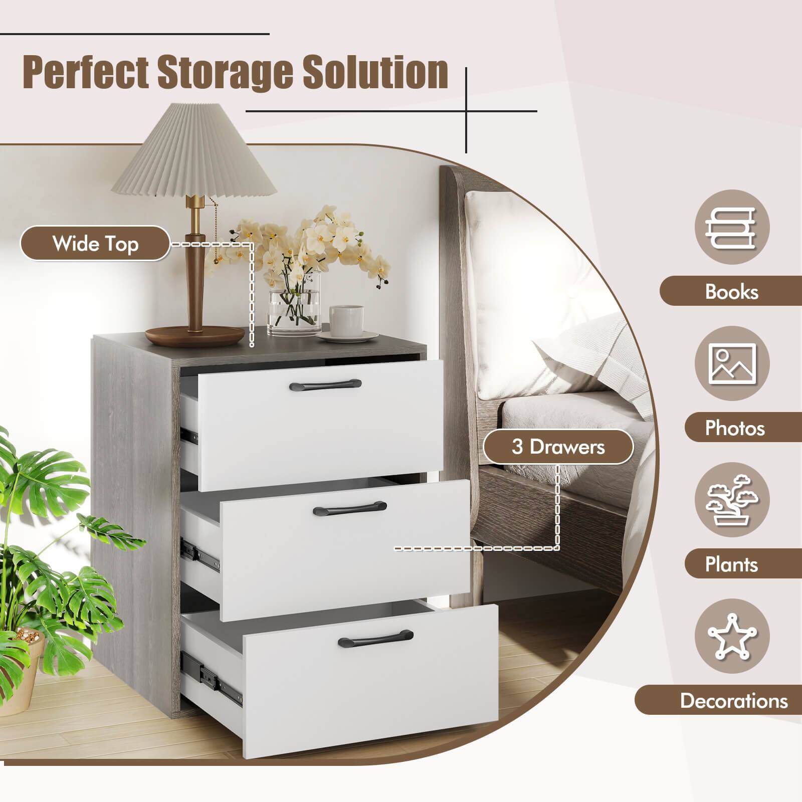 Perfect Storage Solution
Wide Top
Books
3 Drawers
Photos
Plants
Decorations