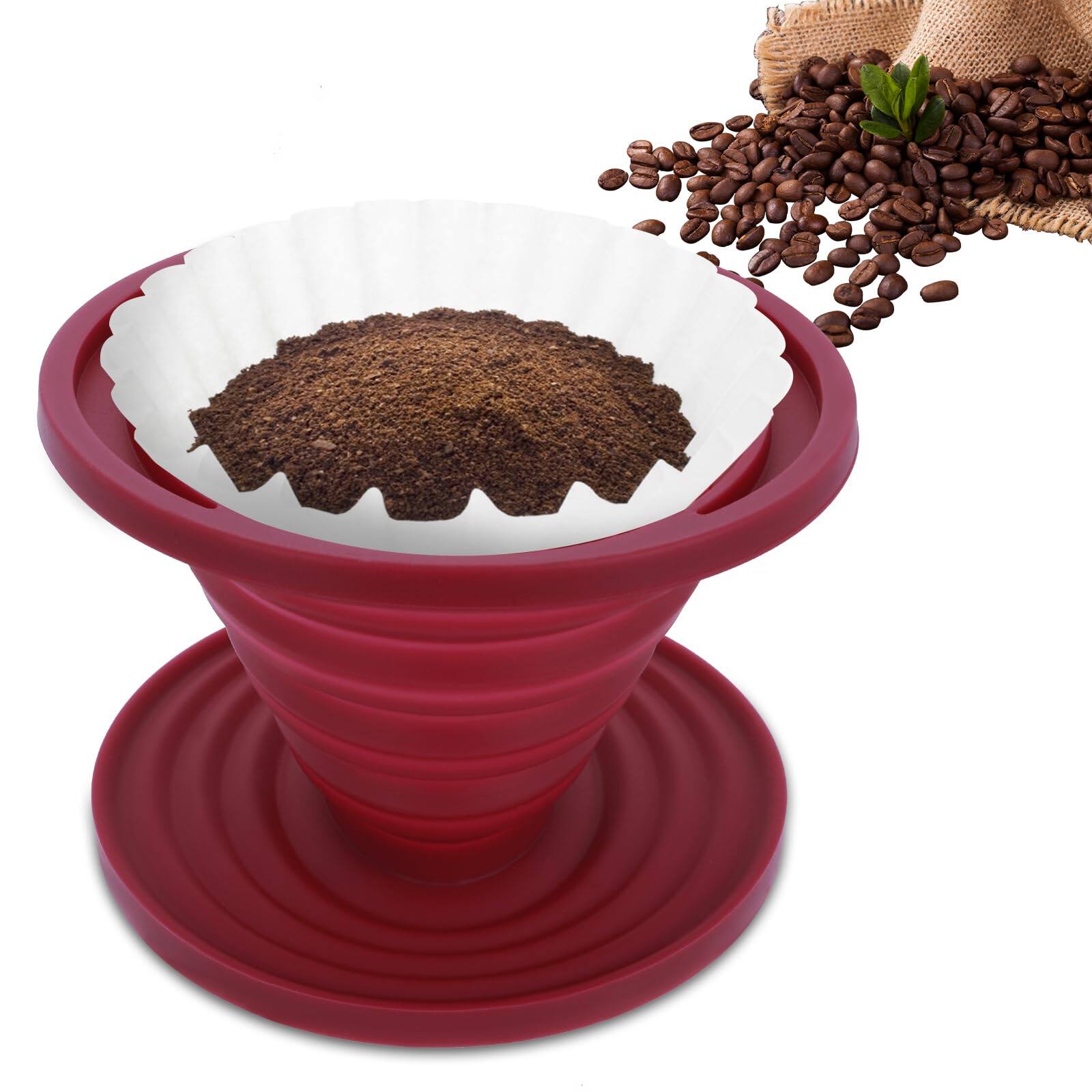 Front. Fabibe - Pour Over Coffee Maker Portable Foldable Reusable Coffees Dripper Travel Camping Makers Manual Silicone Filter For Ba... - Default.