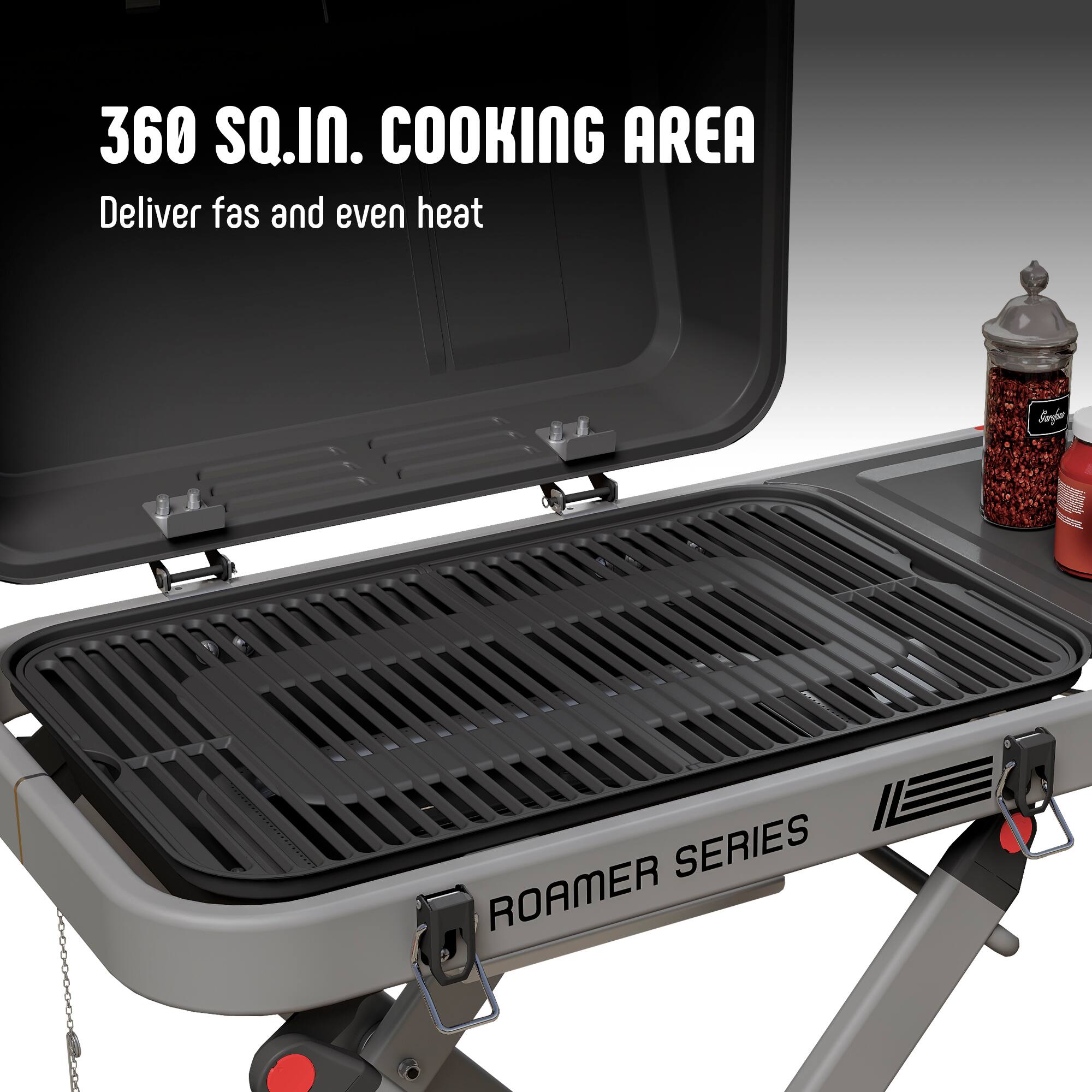 360 SQ.IN. COOKING AREA  
Deliver fast and even heat  

ROAMER SERIES