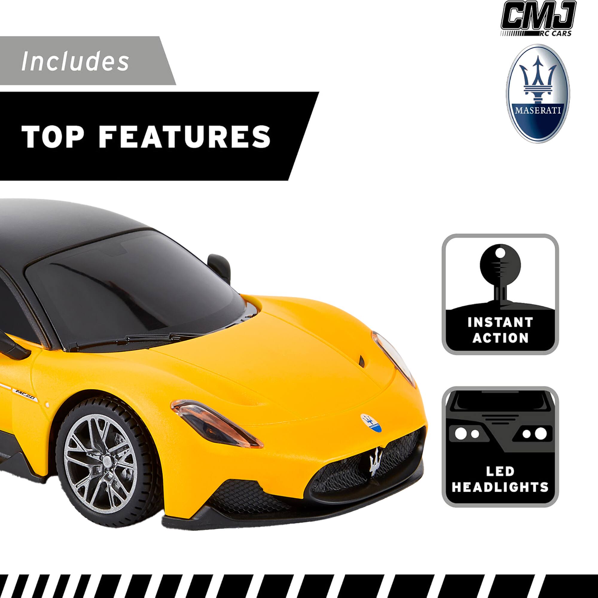 Includes CJ RC CARS TOP FEATURES MASERATI INSTANT ACTION REAR LED HEADLIGHTS