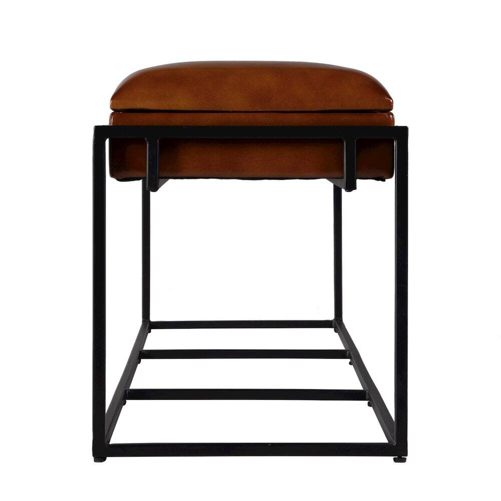 Angle. Butler Specialty - Kane 62 in. W Leather and Iron Accent Bench - Brown,Black.