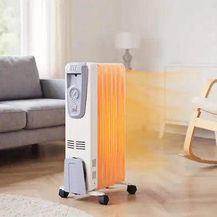 Front. Resenkos - Small Portable Room Heaters,Heater, Portable Heater,1500W Oil Filled Radiator with Thermostat and 4 Bottom Wheels.