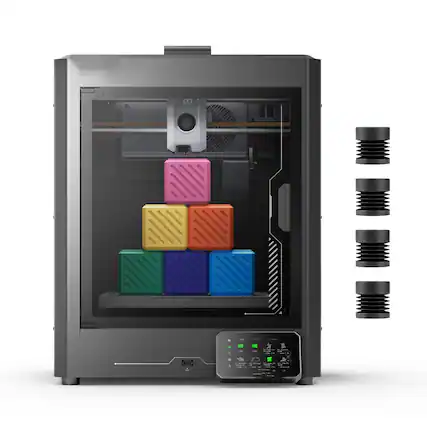 Front. GlowWise - Ready-to-print Centauri Carbon CoreXY: 500mm/s, auto-calibration, 320°C nozzle, camera. Build volume: 256³ mm. - Black.