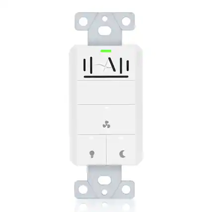 Front. Akicon - Akicon Humidity Sensor LED Timer Switch for Bathroom Exhaust Fan with Light in White - White.