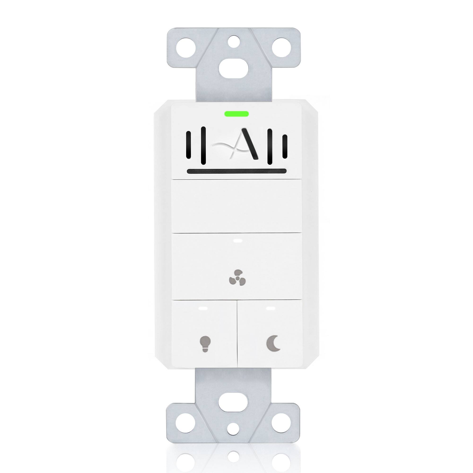 Front. Akicon - Akicon Humidity Sensor LED Timer Switch for Bathroom Exhaust Fan with Light in White - White.