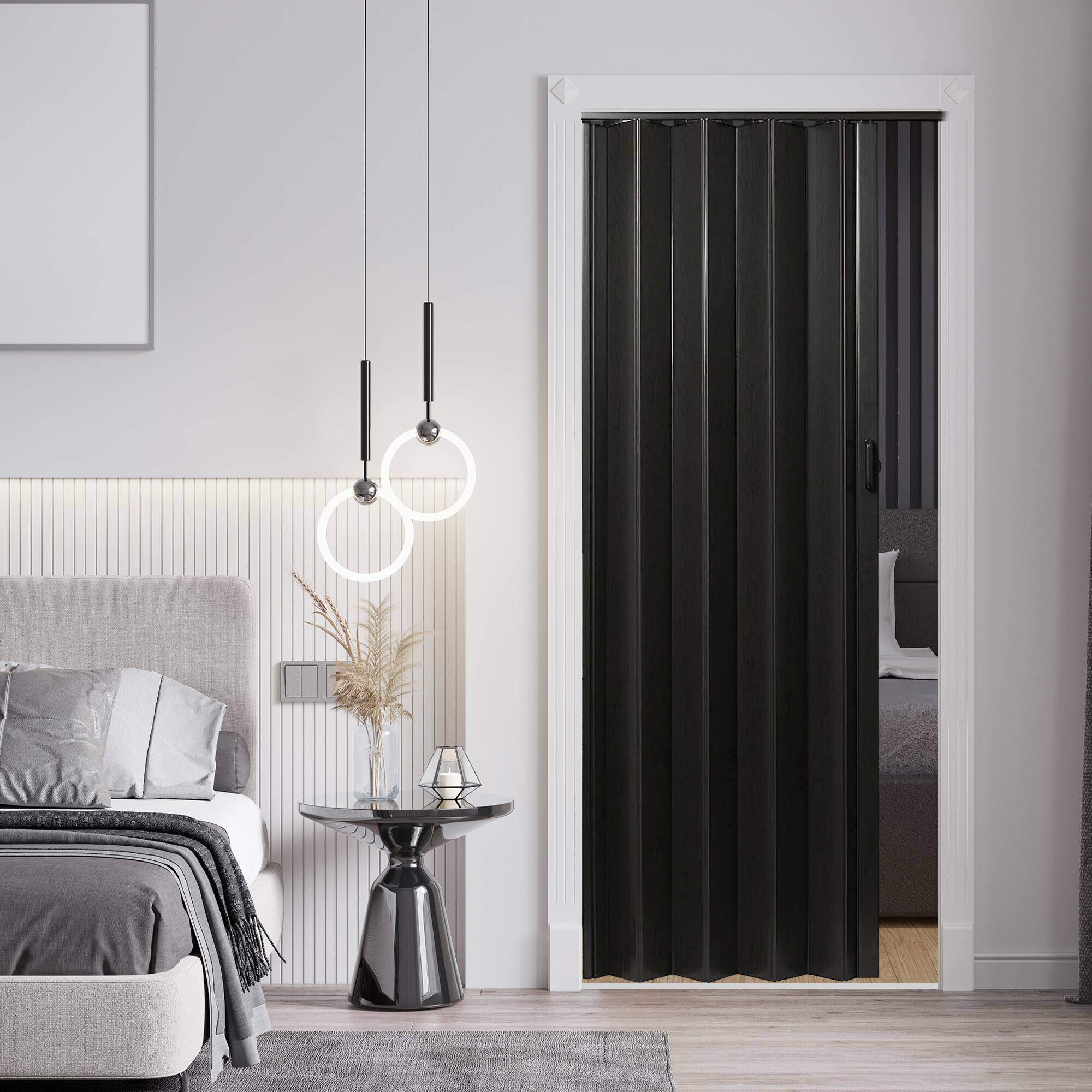 Alt View 3. LTL Home Products - LTL Home Products 36 x 80 Inch Plaza Espresso Vinyl Accordion Door with Hardware - Espresso.