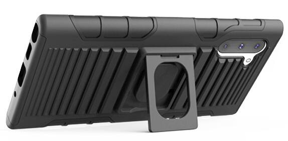 Alt View 6. Nakedcellphone - Combo for Samsung Galaxy Note 10 - Ring Grip/Stand Case and Belt Clip Holster - Black.