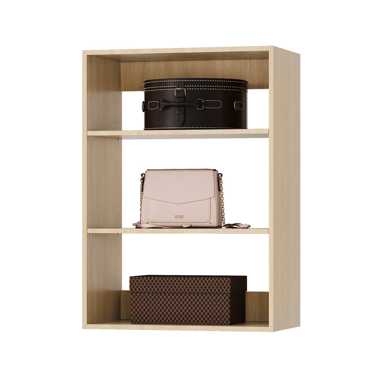 Roomtec - 25.5 in Wood Shelf Short Tower Closet Unit-Customizable Wall Mounted Modular Closet System for Bedroom Closet - Wood