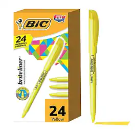 BIC America - BIC Brite Liner Stick Highlighter, Chisel Tip, 24/Pack - Yellow