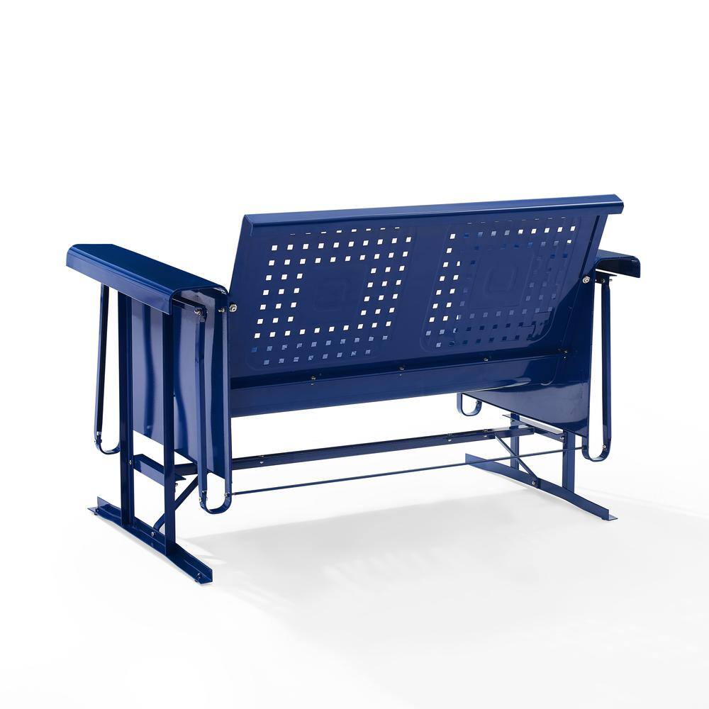 Alt View 1. Crosley Furniture - Bates Retro Outdoor Loveseat Glider - Navy Gloss.