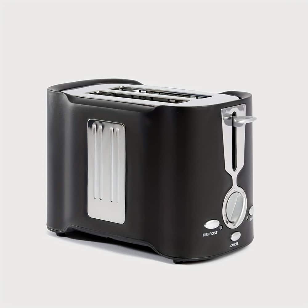VAVSEA - 2 Slice Toaster with Wide Slots Stainless Steel Exterior Crumb Tray Even Toasting - Black