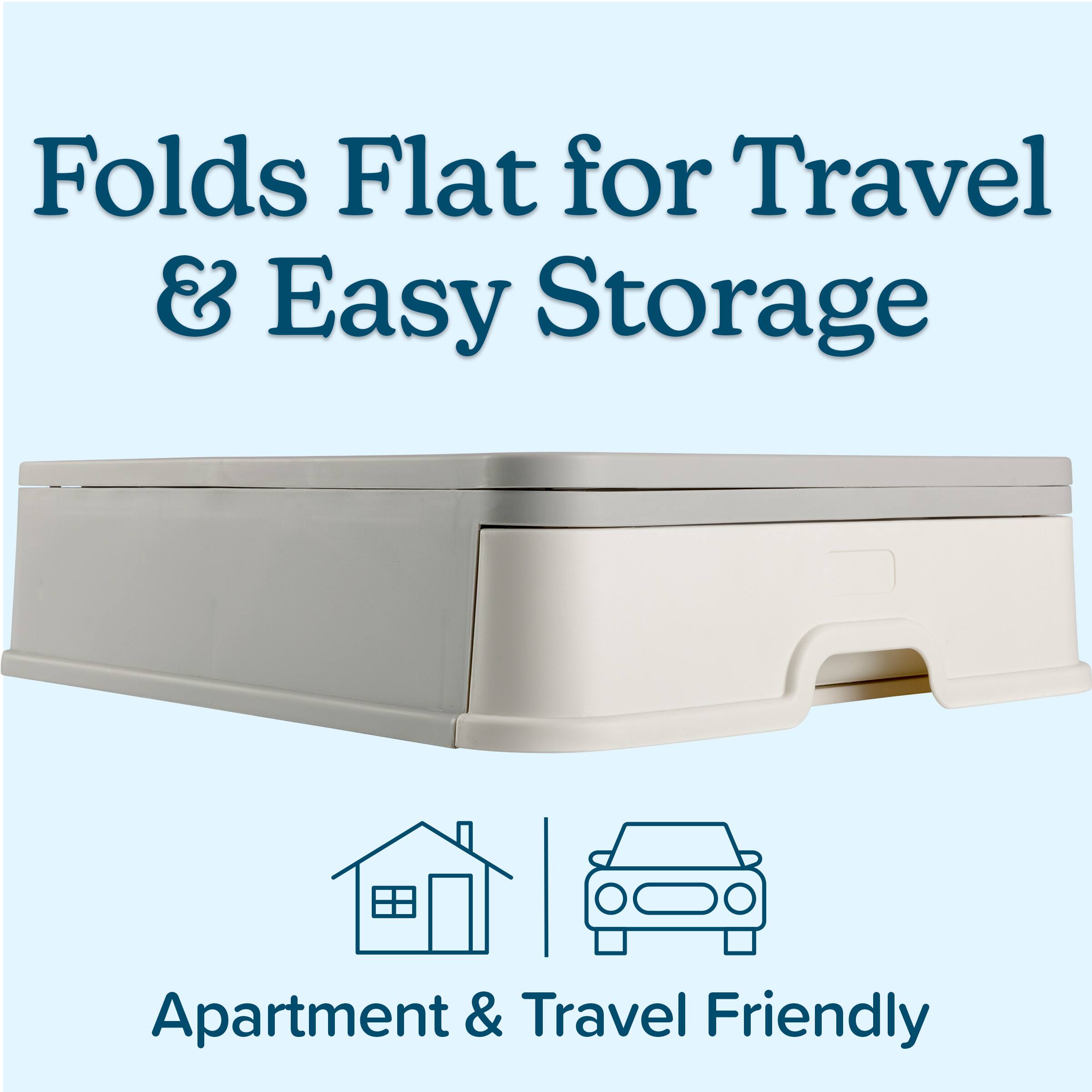 Folds Flat for Travel & Easy Storage  
Apartment & Travel Friendly