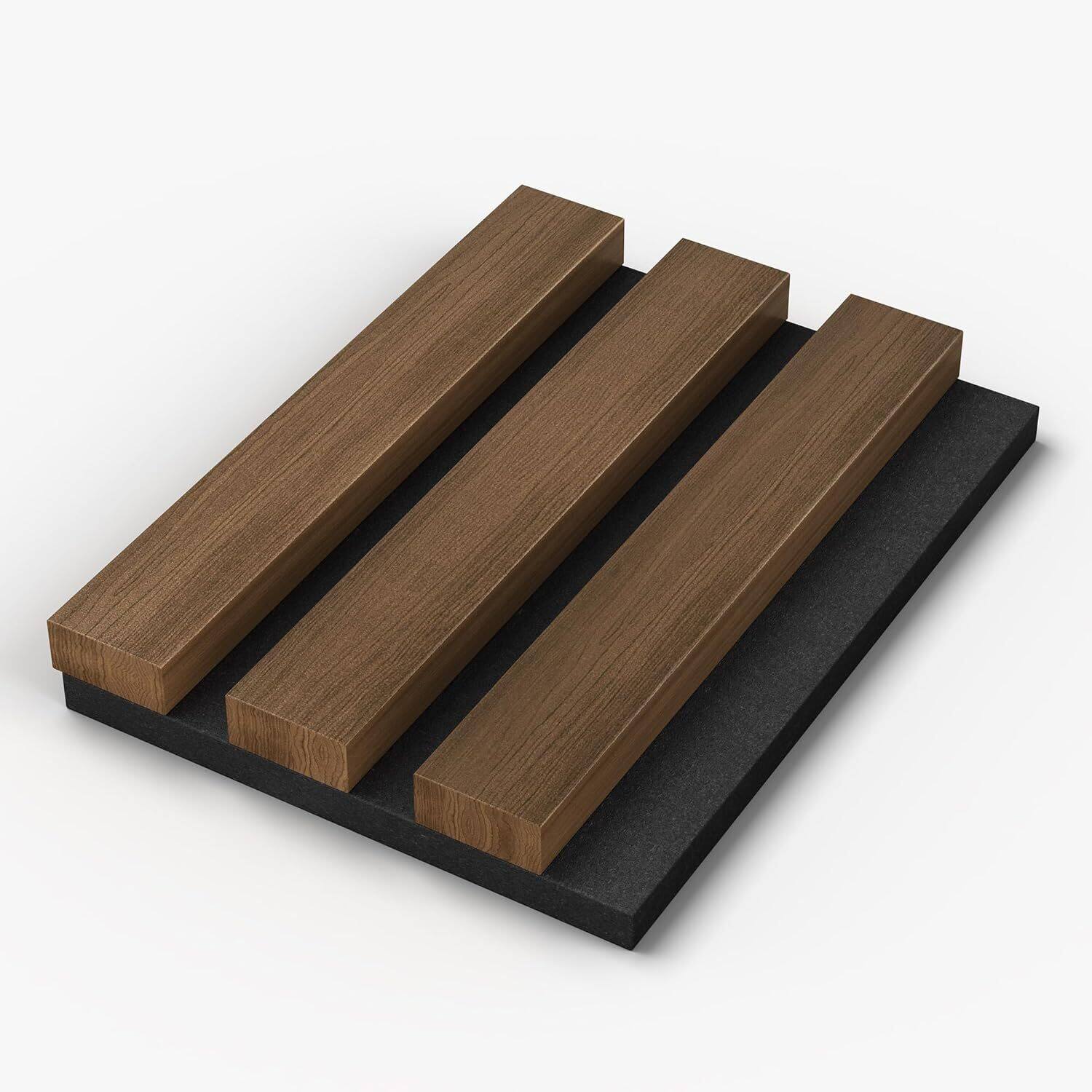 Back. LOVMOR - Wood Slat Wall Panels, Acoustic Wood Wall Paneling - 5 Samples Pack - Roman Black B Stone.
