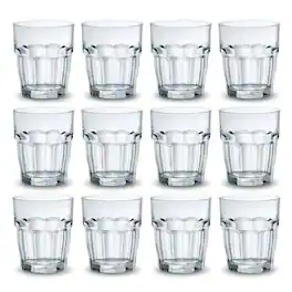 Bormioli Rocco - Rock Bar Rocks Stackable Beverage Glasses, Colored 9.25 oz, Set of 12 - Clear