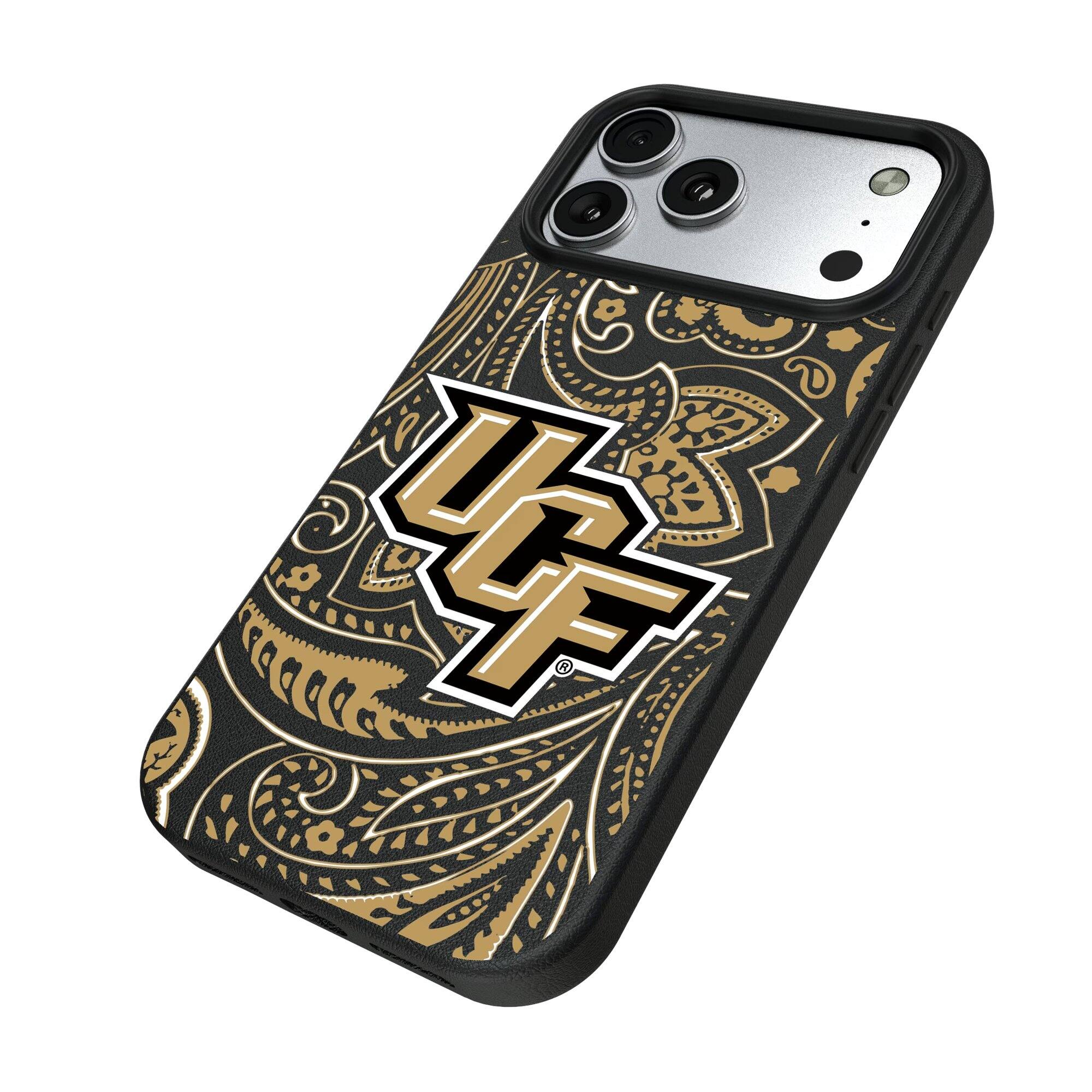 Alt View 1. Keyscaper - UCF Knights Paisley iPhone Magnetic Bump Case - 16 - Black.