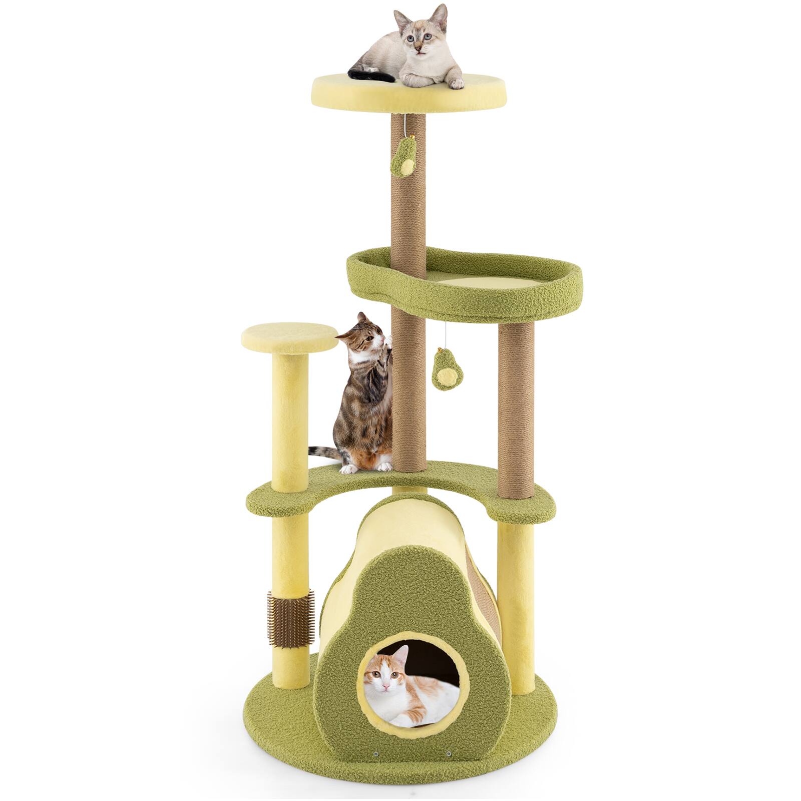 Alt View 9. Gymax - Gymax Avocado Cat Tree Multi-level Cat Tower w/ Private Condo Cat Self-grooming Brush - GYM16220.