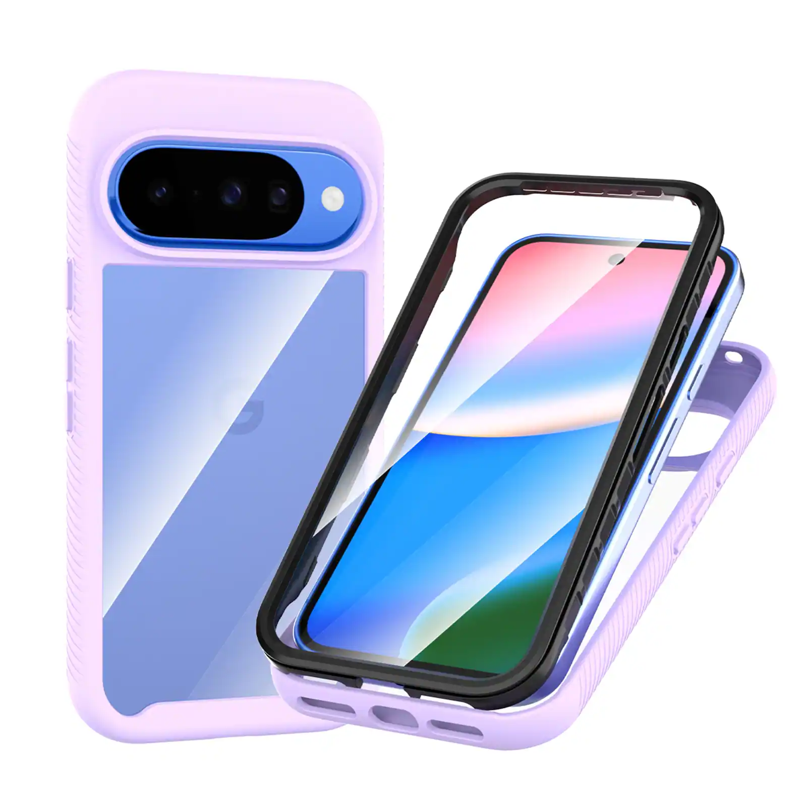 Front. Dteck - 360 Full Body Case for Google Pixel 11 Pro with Built-in Screen Protector, Shockproof Dual Layer Protective Cover - Purple.