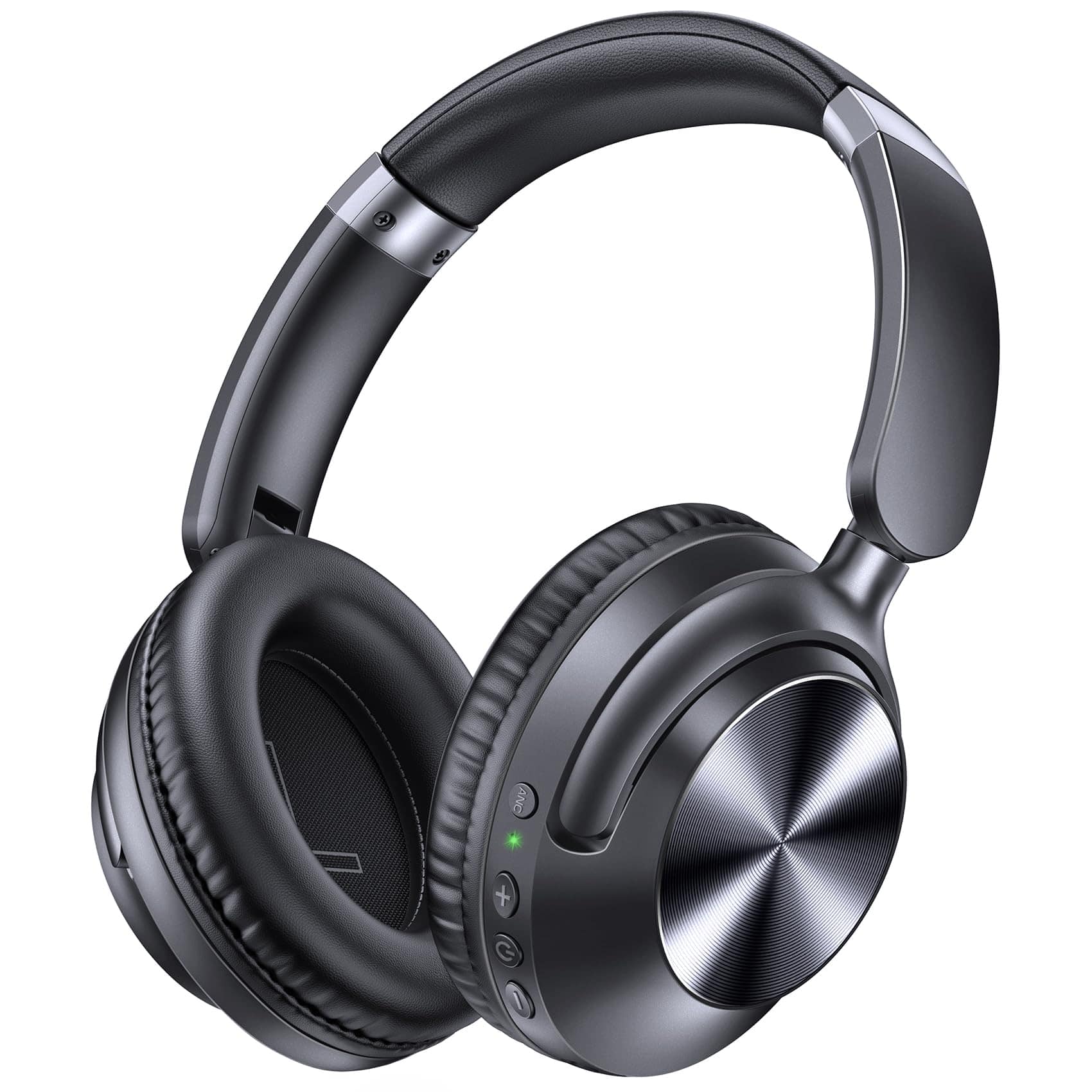 GlowWise - Hybrid ANC Over-Ear Headphones, 100H Playtime, Fast Charging, Hi-Res Audio, Comfort Fit for Travel/Office - Black