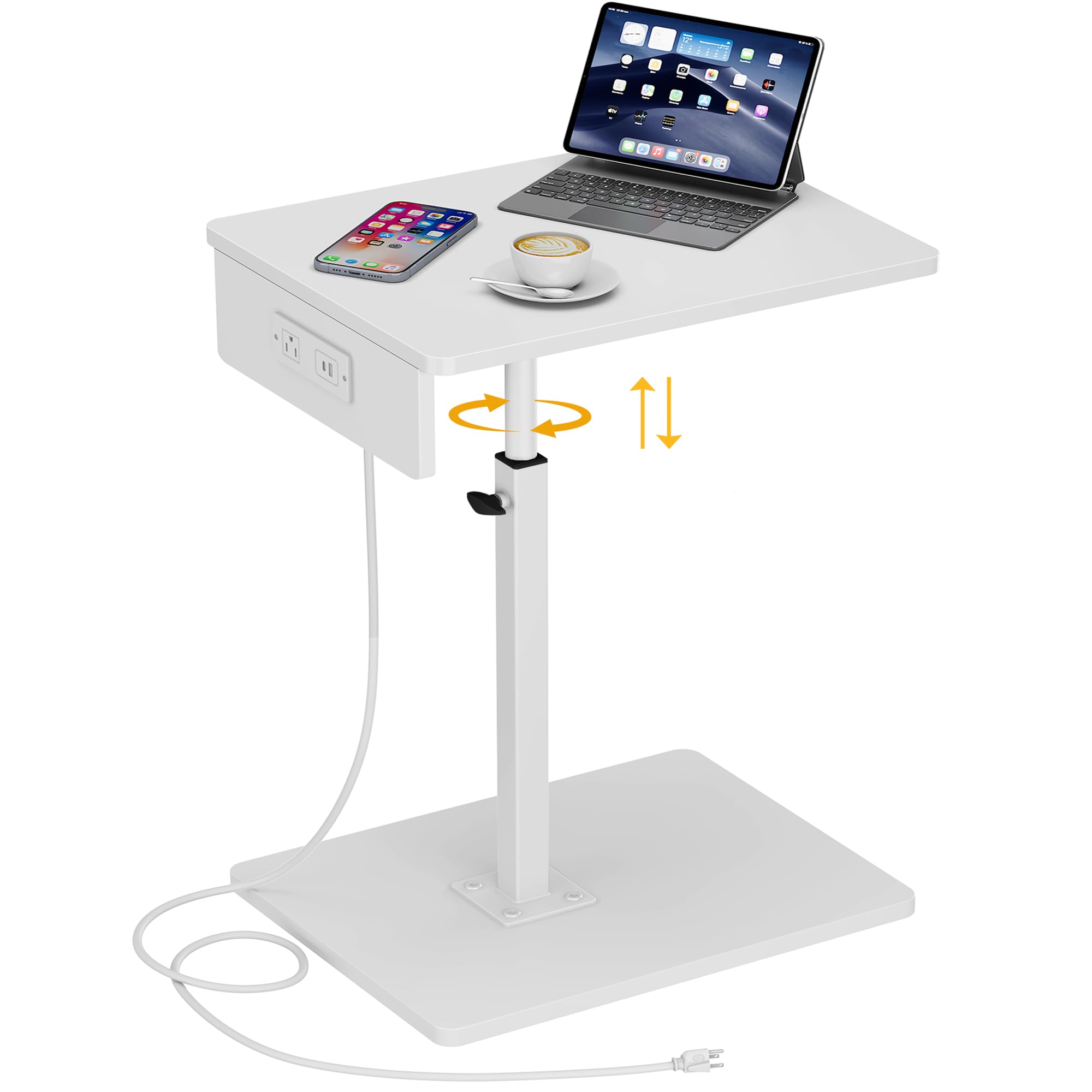 White 16"D x 12"W x 18-32.5"H